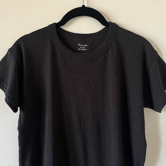 NEW Madewell Whisper Crew Neck Tee in True Black Size XS Shortsleeved T-Shirt - Picture 3 of 9